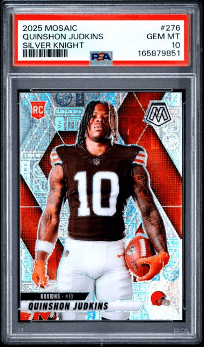 Graded 2025 Panini Mosaic Quinshon Judkins #276 Silver Knight /149 Rookie RC Football Card PSA 10 Gem Mint