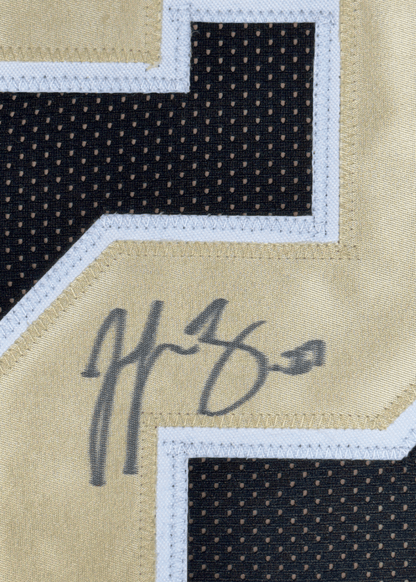 Framed Autographed/Signed Malcolm Jenkins 35x39 New Orleans Black Football Jersey Beckett BAS COA
