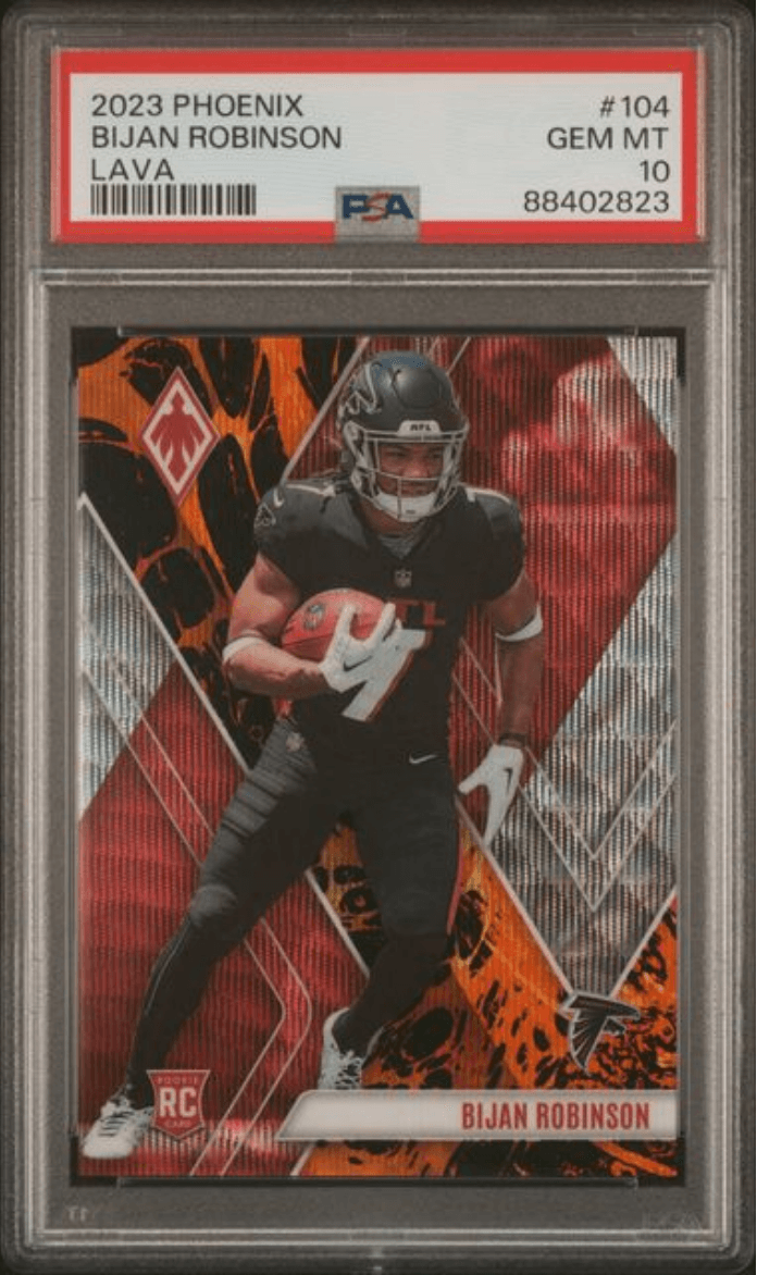 Graded 2023 Panini Phoenix Bijan Robinson #104 Lava /175 Rookie RC Football Card PSA 10 Gem Mint