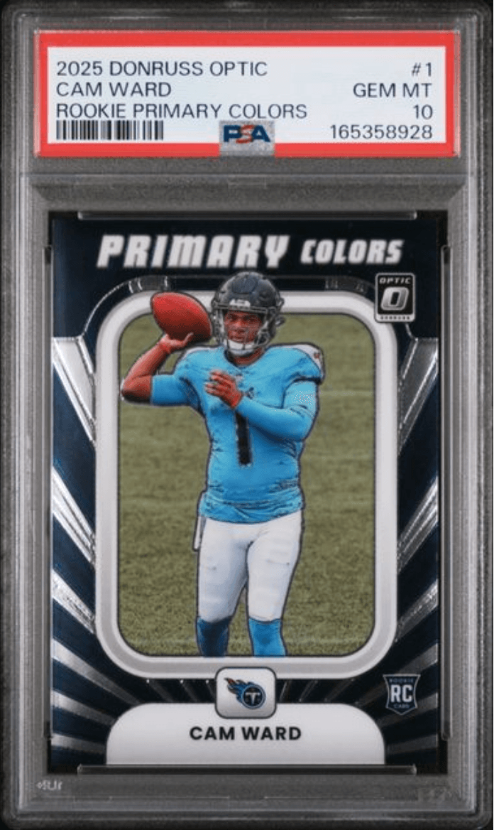 Graded 2025 Panini Donruss Optic Cam Ward #1 Rookie Primary Colors Rookie RC Football Card PSA 10 Gem Mint