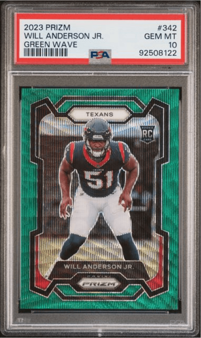 Graded 2023 Panini Prizm Will Anderson Jr #342 Green Wave Rookie RC Football Card PSA 10 Gem Mint