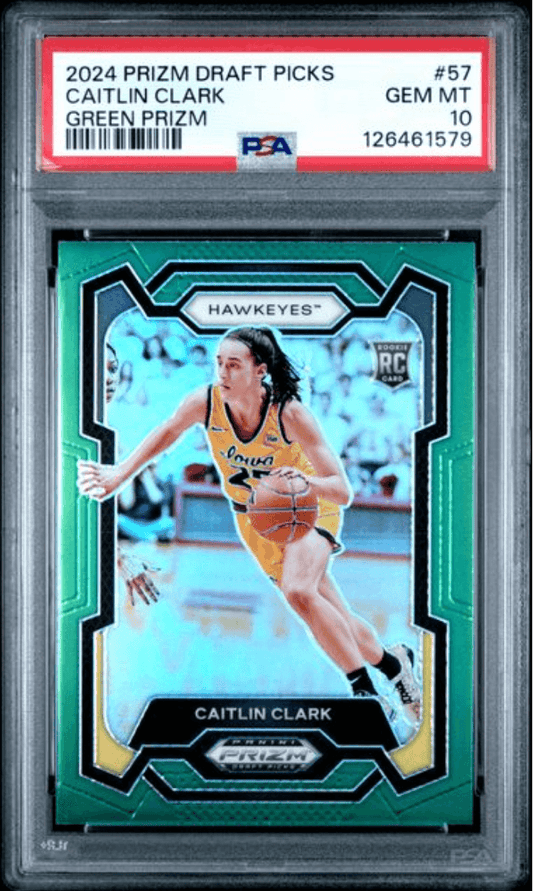Graded 2024 Panini Prizm Draft Picks Caitlin Clark #57 Green Prizm Rookie RC Basketball Card PSA 10 Gem Mint