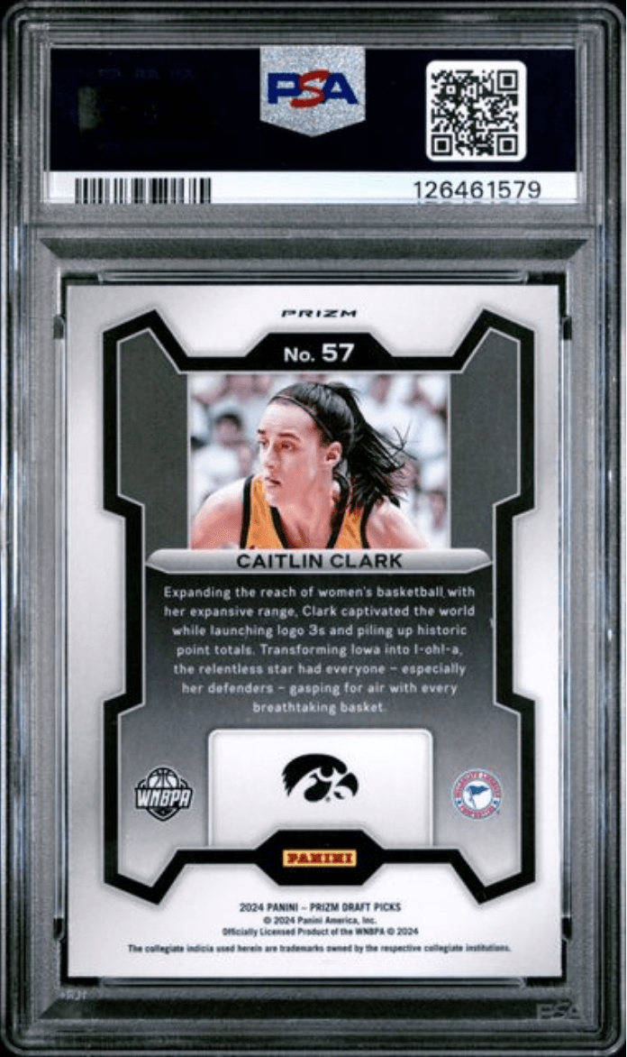 Graded 2024 Panini Prizm Draft Picks Caitlin Clark #57 Green Prizm Rookie RC Basketball Card PSA 10 Gem Mint