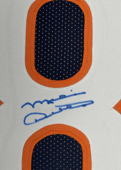 Framed Autographed/Signed Mike Ditka 35x39 Chicago Blue Stat Football Jersey JSA COA