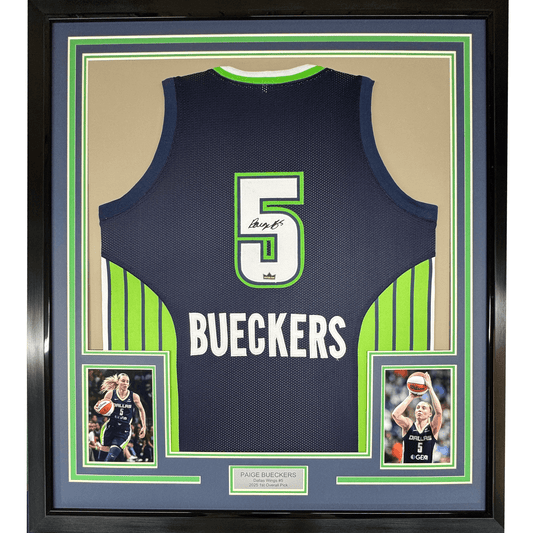 Framed Facsimile Autographed Paige Bueckers 35x39 Dallas Blue Reprint Laser Auto WNBA Basketball Jersey