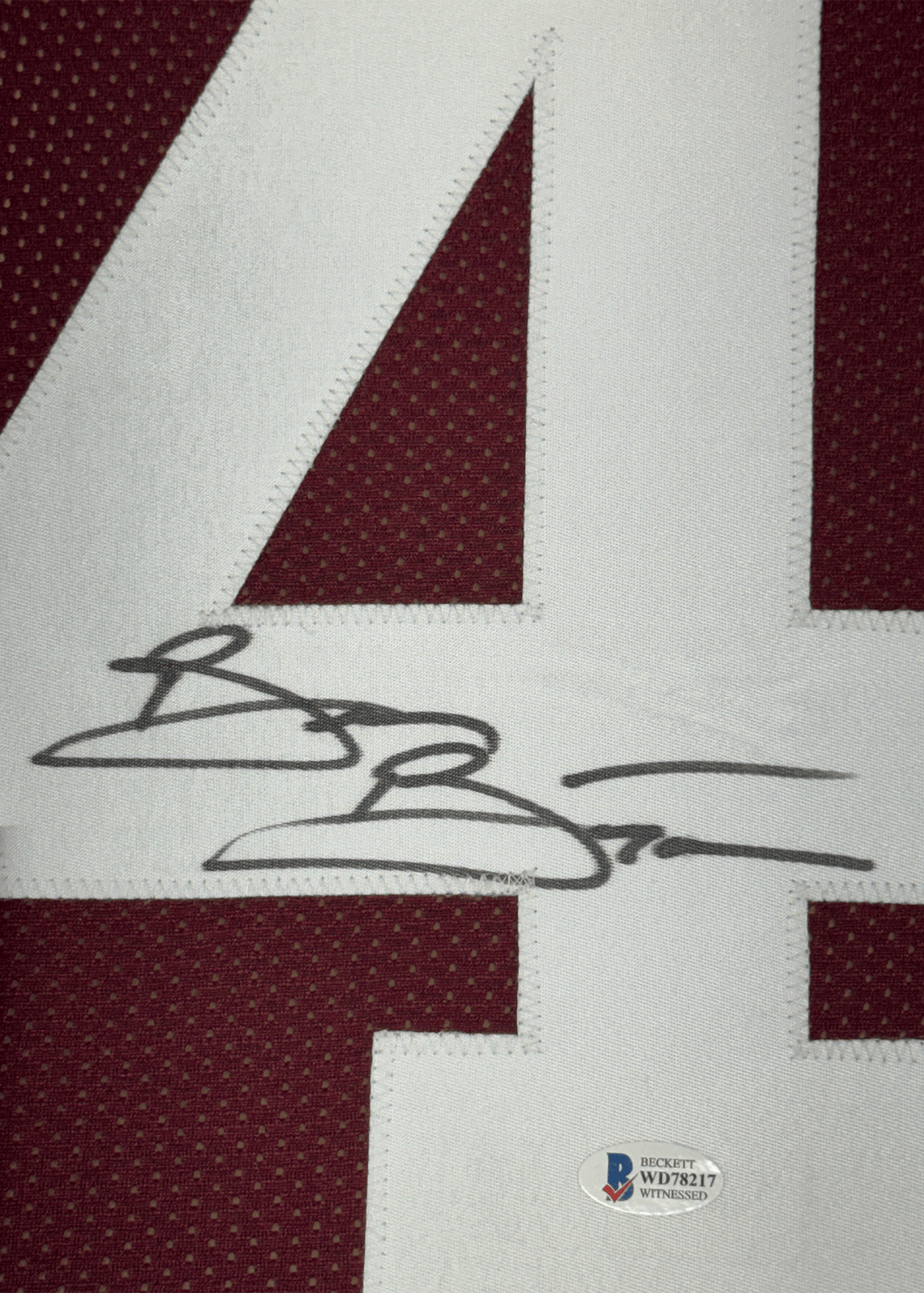 Framed Autographed/Signed Brian Bosworth 35x39 Oklahoma Red College Football Jersey JSA COA