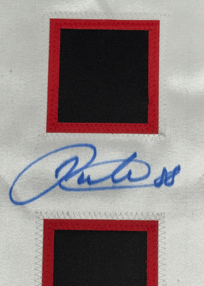 Framed Autographed/Signed Patrick Kane 35x39 Chicago Black Hockey Jersey JSA COA