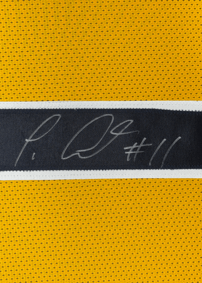 Framed Autographed/Signed Tavon Austin 35x39 West Virginia Yellow College Football Jersey JSA COA