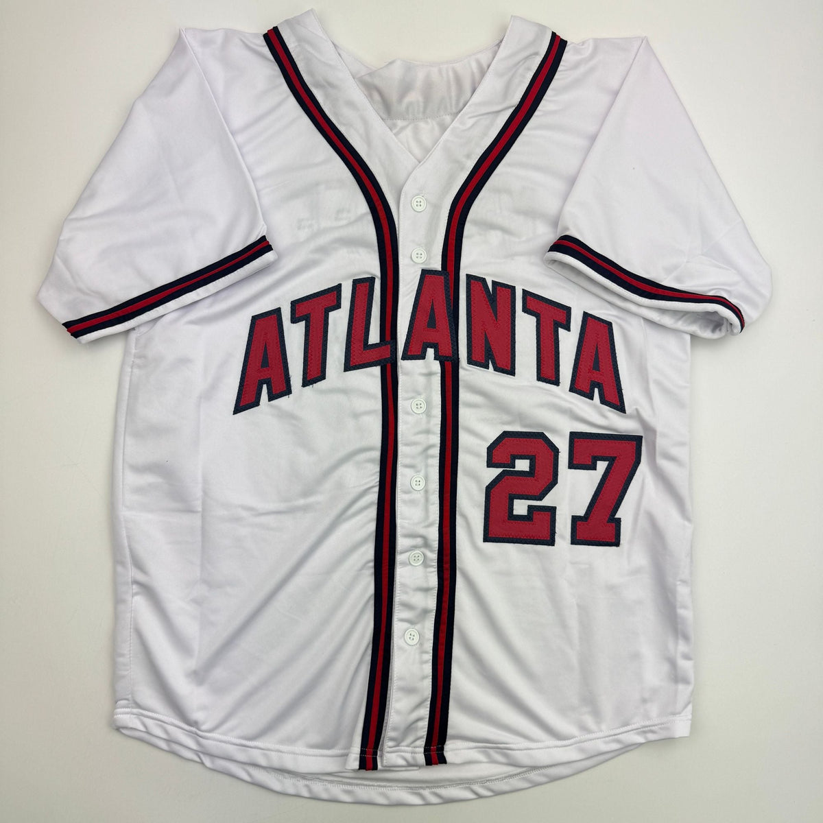 Autographed/Signed Fred McGriff Atlanta White Baseball Jersey Beckett BAS COA