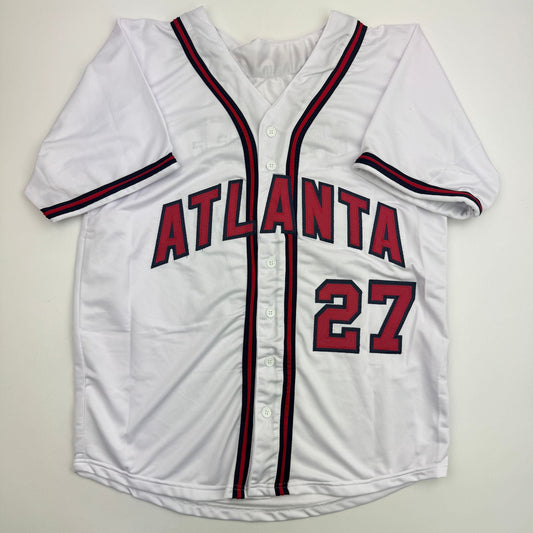 Autographed/Signed Fred McGriff Atlanta White Baseball Jersey Beckett BAS COA