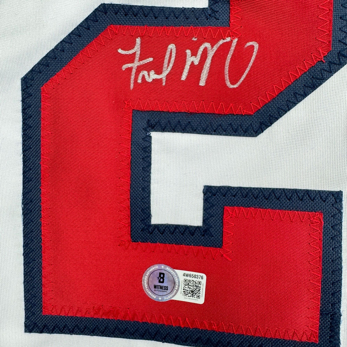 Autographed/Signed Fred McGriff Atlanta White Baseball Jersey Beckett BAS COA