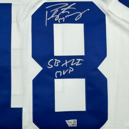 Autographed/Signed Peyton Manning Indianapolis Colts SB XLI MVP White Authentic Football Jersey Fanatics COA