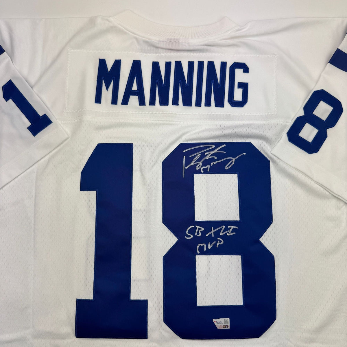 Autographed/Signed Peyton Manning Indianapolis Colts SB XLI MVP White Authentic Football Jersey Fanatics COA