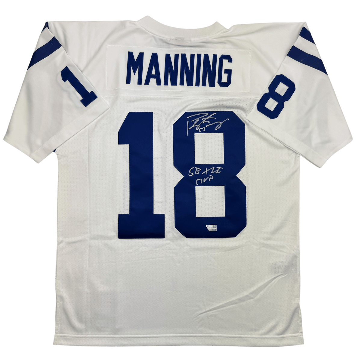 Autographed/Signed Peyton Manning Indianapolis Colts SB XLI MVP White Authentic Football Jersey Fanatics COA