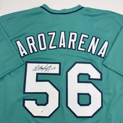 Autographed/Signed Randy Arozarena Seattle Teal Baseball Jersey JSA COA