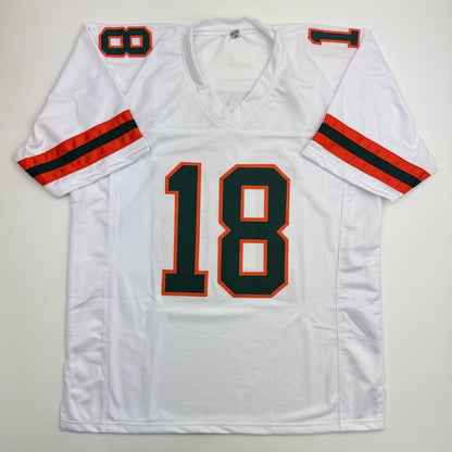 Autographed/Signed Cooper Barkate Miami White College Football Jersey Beckett BAS COA