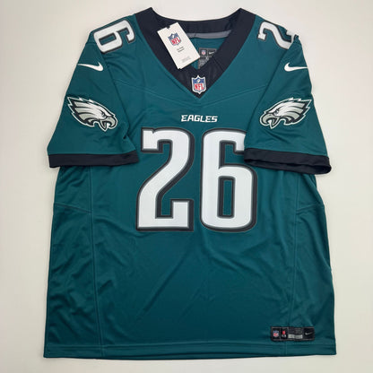 Autographed/Signed Saquon Barkley Philadelphia Eagles Green Authentic Nike Football Jersey Beckett BAS COA