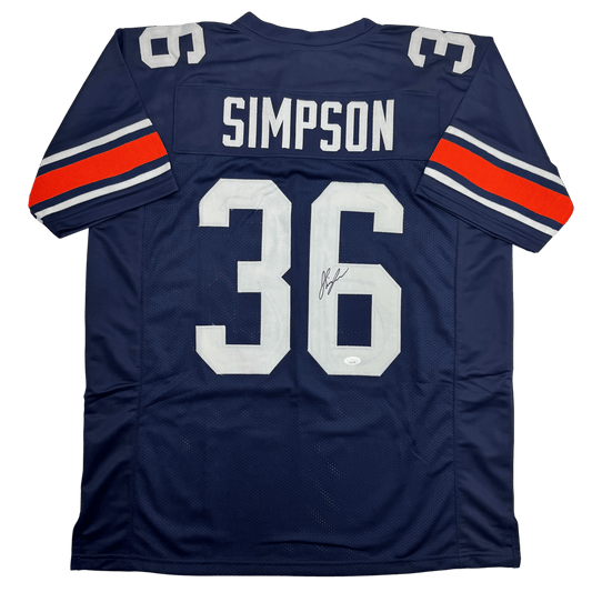 Autographed/Signed Jaylin Simpson Auburn Blue College Football Jersey JSA COA