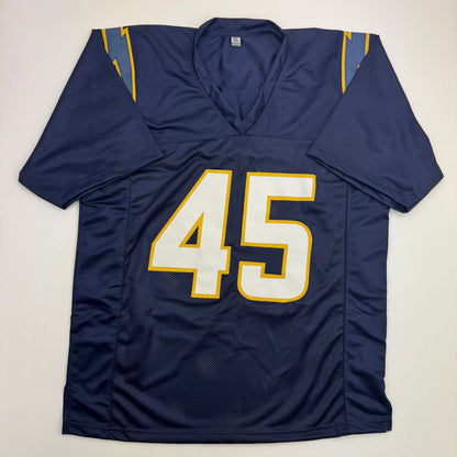Autographed/Signed Tuli Tuipulotu San Diego Los Angeles LA Navy Blue Football Jersey JSA COA