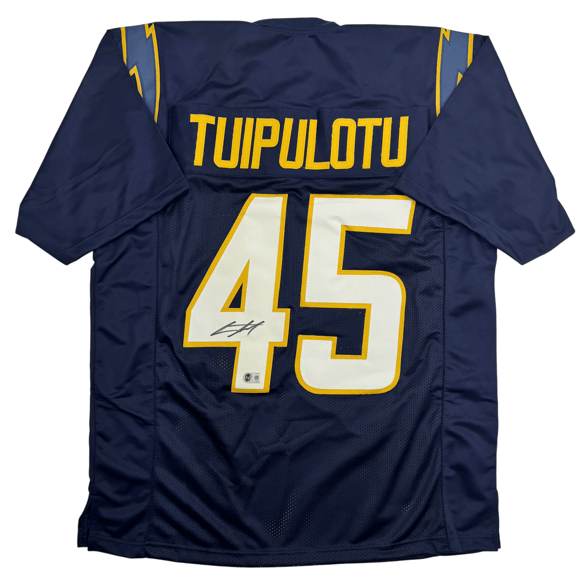 Autographed/Signed Tuli Tuipulotu San Diego Los Angeles LA Navy Blue Football Jersey JSA COA