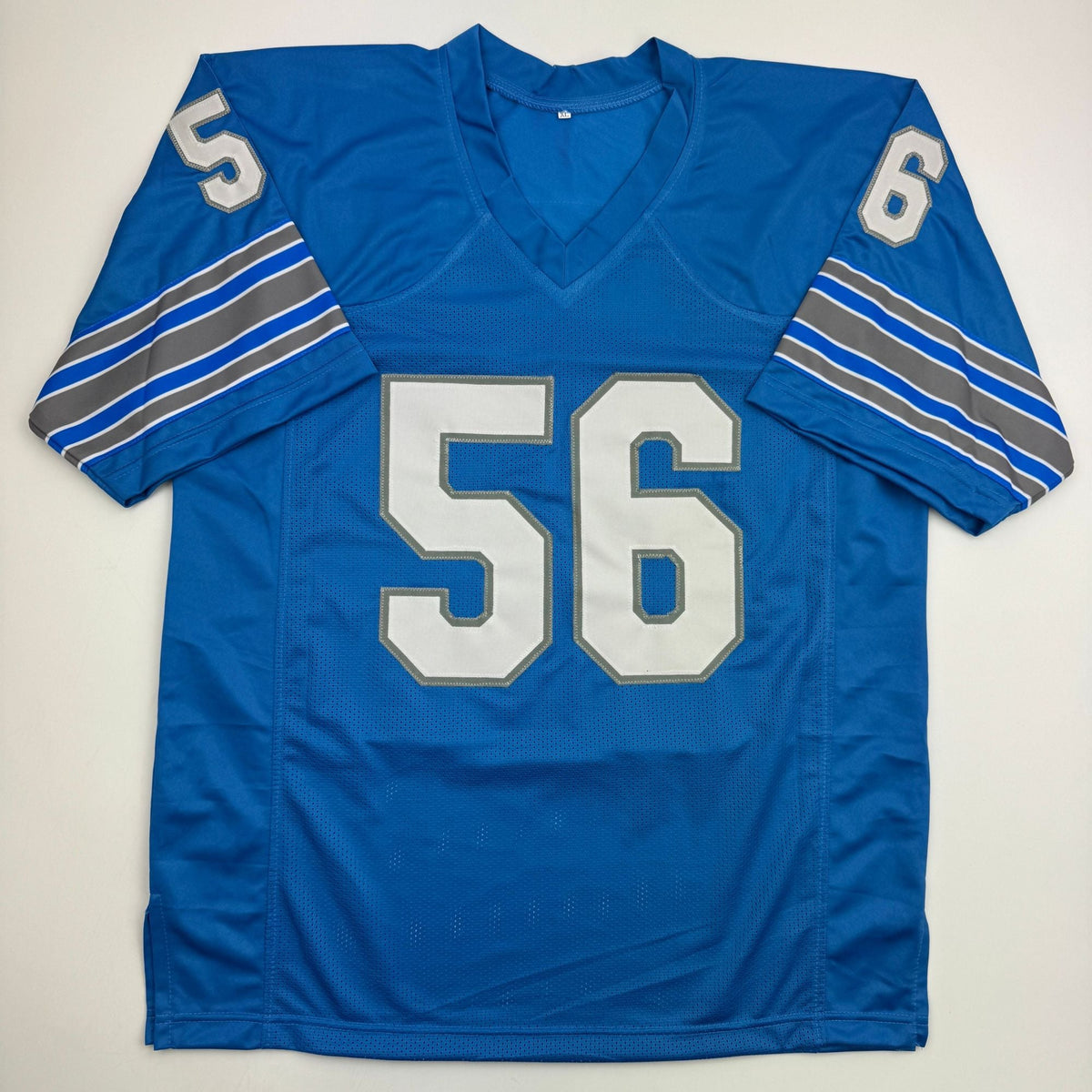 Autographed/Signed Joe Schmidt HOF 73 Detroit Blue Football Jersey Beckett BAS COA
