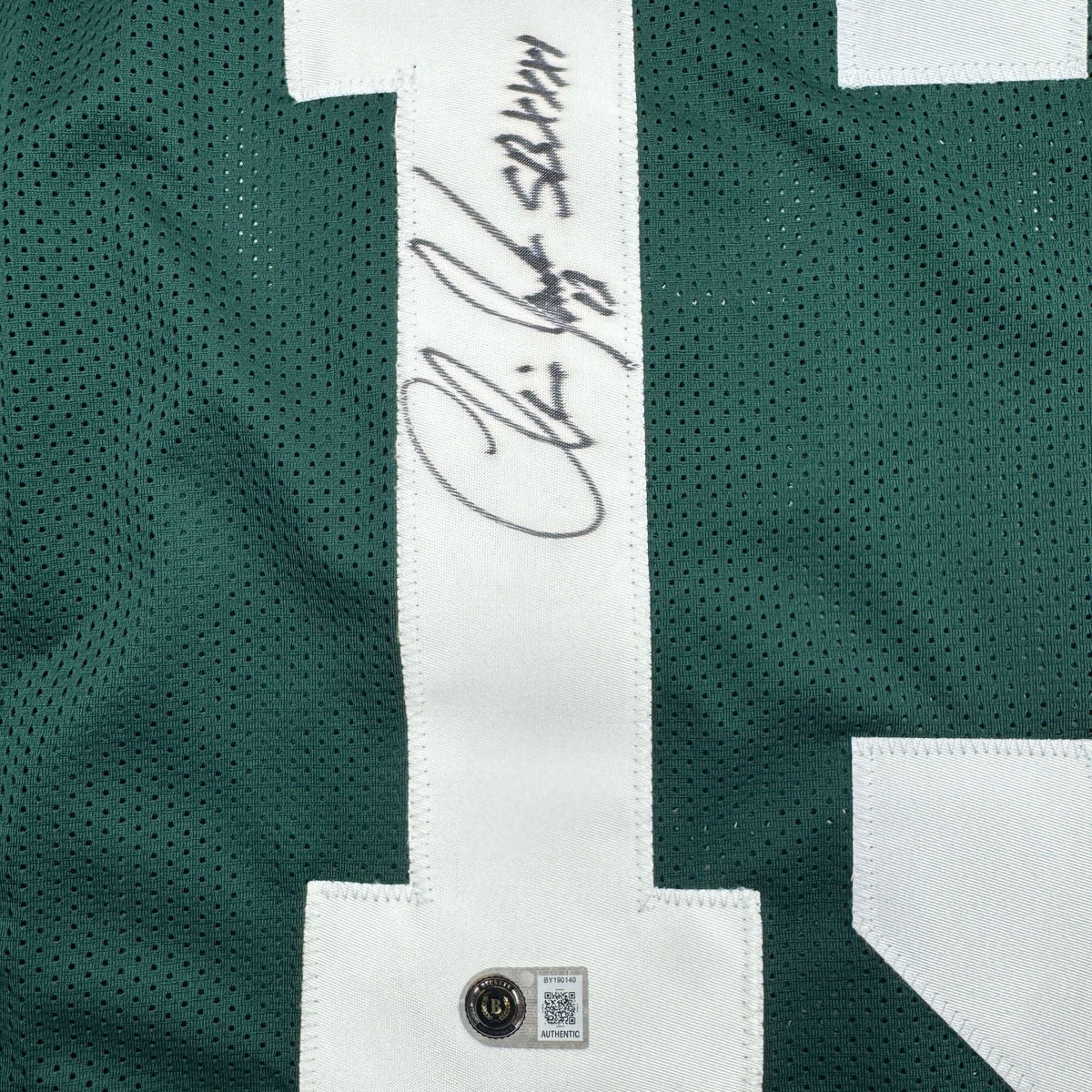 Autographed/Signed Chris Jacke SB XXXI Green Bay Green Football Jersey Beckett BAS COA