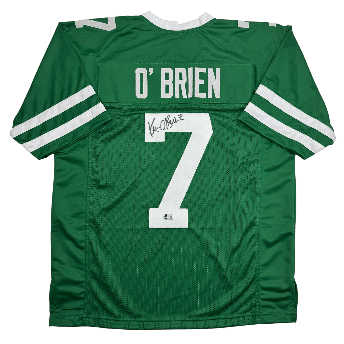 Autographed/Signed Ken O'Brien New York Green Football Jersey Beckett BAS COA