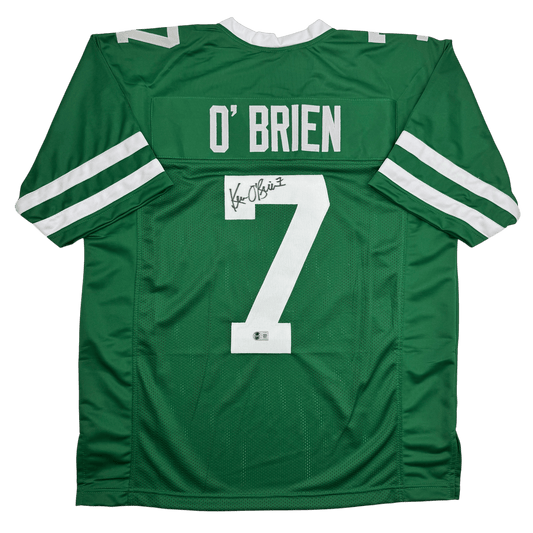 Autographed/Signed Ken O'Brien New York Green Football Jersey Beckett BAS COA