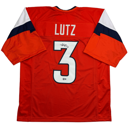 Autographed/Signed Will Lutz Denver Current Orange Football Jersey Beckett BAS COA