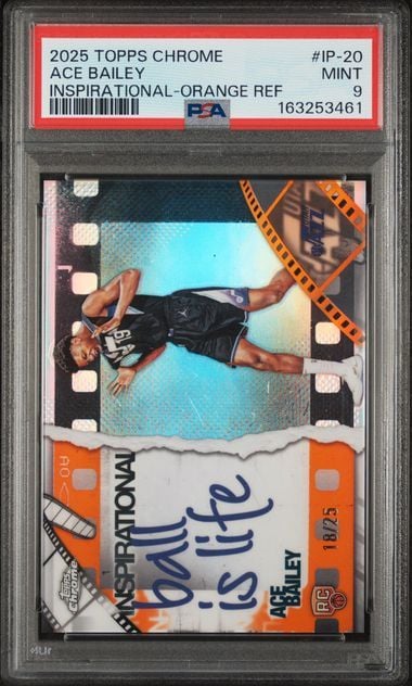 Graded 2025 Topps Chrome Ace Bailey #IP20 Inspirational Orange Refractor /25 Rookie RC Basketball Card PSA 9 Mint