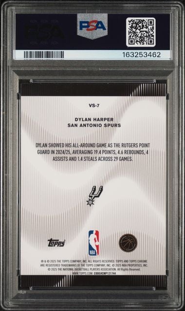 Graded 2025 Topps Chrome Dylan Harper #VS7 Voices Blue Refractor /150 Rookie RC Basketball Card PSA 9 Mint