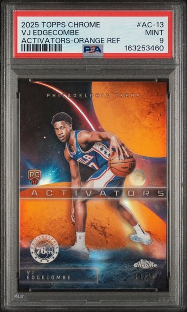 Graded 2025 Topps Chrome VJ Edgecombe #AC13 Activators Orange Refractor /25 Rookie RC Basketball Card PSA 9 Mint