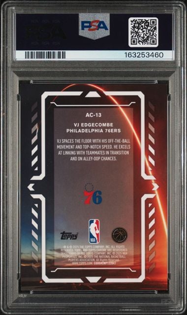 Graded 2025 Topps Chrome VJ Edgecombe #AC13 Activators Orange Refractor /25 Rookie RC Basketball Card PSA 9 Mint
