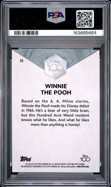 Graded 2023 Topps Chrome Disney 100 Winnie the Pooh #33 Trading Card PSA 9 Mint