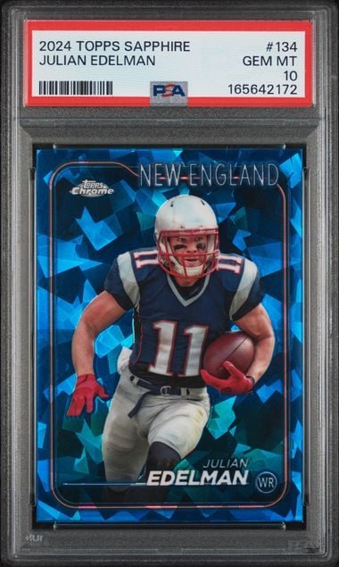 Graded 2024 Topps Sapphire Julian Edelman #134 Football Card PSA 10 Gem Mint