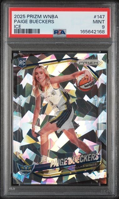 Graded 2025 Panini Prizm WNBA Paige Bueckers #147 Ice Rookie RC Basketball Card PSA 9 Mint