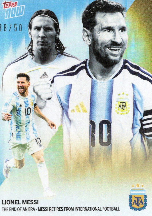2026 Topps Now Lionel Messi #001 Gold Foil /50 The End of An Era - Messi Retires From International Football Argentina Soccer Card