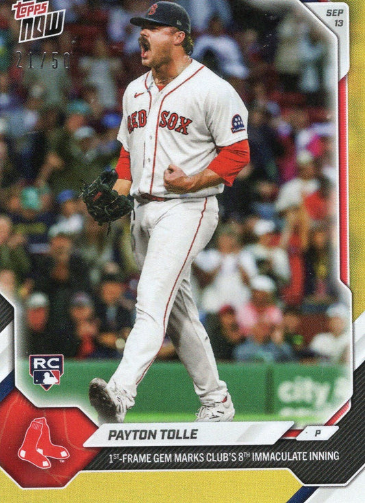 2026 Topps Now Payton Tolle #670 Gold Foil /50 1st Frame Gem Marks Clubs 8th Immaculate Inning Boston Red Sox Rookie RC Baseball Card