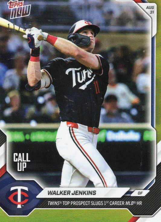 2026 Topps Now Walker Jenkins #619 Gold Foil /50 Twins Top Prospect Slugs 1st Career MLB Home Run Minnesota Twins Rookie RC Baseball Card