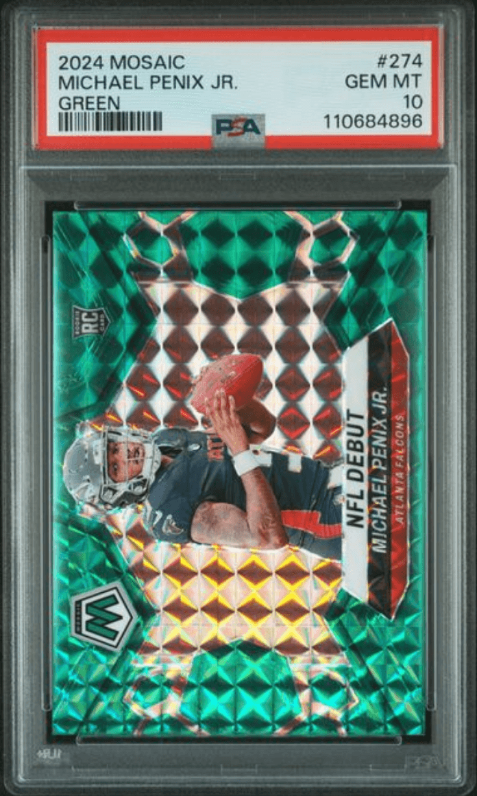 Graded 2024 Panini Mosaic Michael Penix Jr #274 Green Rookie RC Football Card PSA 10 Gem Mint