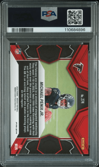 Graded 2024 Panini Mosaic Michael Penix Jr #274 Green Rookie RC Football Card PSA 10 Gem Mint
