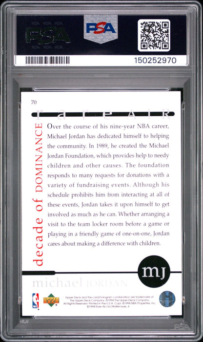 Graded 1994 Upper Deck UD Michael Jordan #70 Rare Air Basketball Card PSA 10 Gem Mint