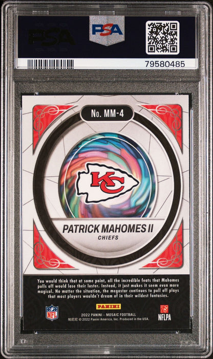 Graded 2022 Panini Mosaic Patrick Mahomes II #MM4 Men of Mastery Football Card PSA 10 Gem Mint