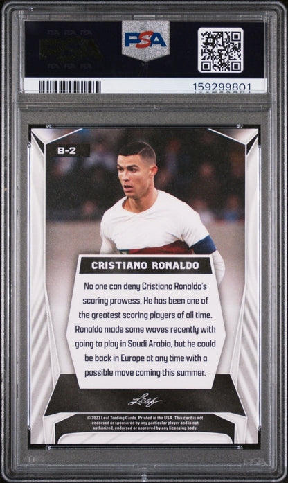 Graded 2023 Leaf Cristiano Ronaldo #B2 Soccer Card PSA 10 Gem Mint
