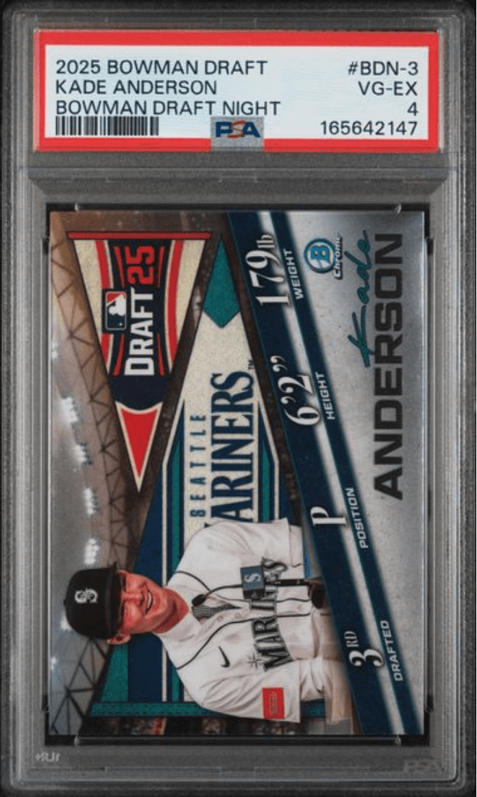 Graded 2025 Topps Bowman Draft Kade Anderson #BDN3 Draft Night Rookie RC Baseball Card PSA 4 Very Good