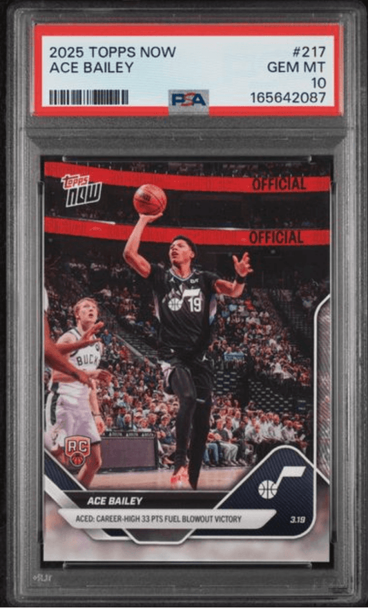 Graded 2025 Topps Now Ace Bailey #217 Rookie RC Basketball Card PSA 10 Gem Mint