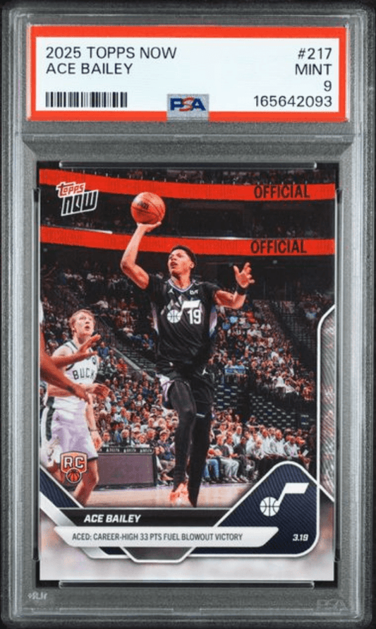 Graded 2025 Topps Now Ace Bailey #217 Rookie RC Basketball Card PSA 9 Mint