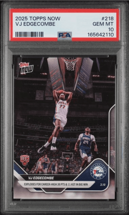 Graded 2025 Topps Now VJ Edgecombe #218 Rookie RC Basketball Card PSA 10 Gem Mint
