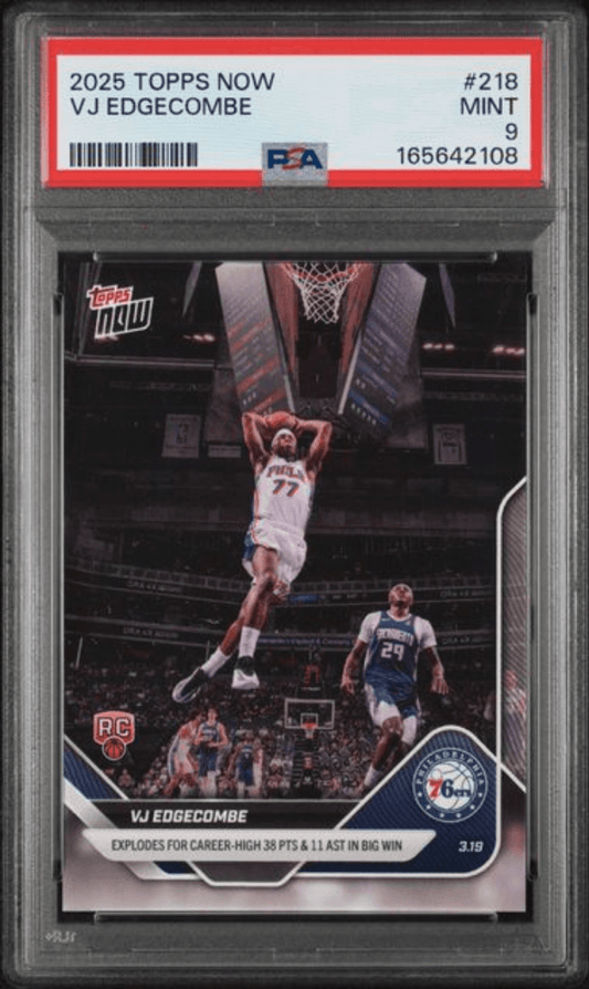Graded 2025 Topps Now VJ Edgecombe #218 Rookie RC Basketball Card PSA 9 Mint