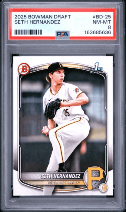 Graded 2025 Topps Bowman Draft Seth Hernandez #BD25 Rookie RC Baseball Card PSA 8 Near Mint